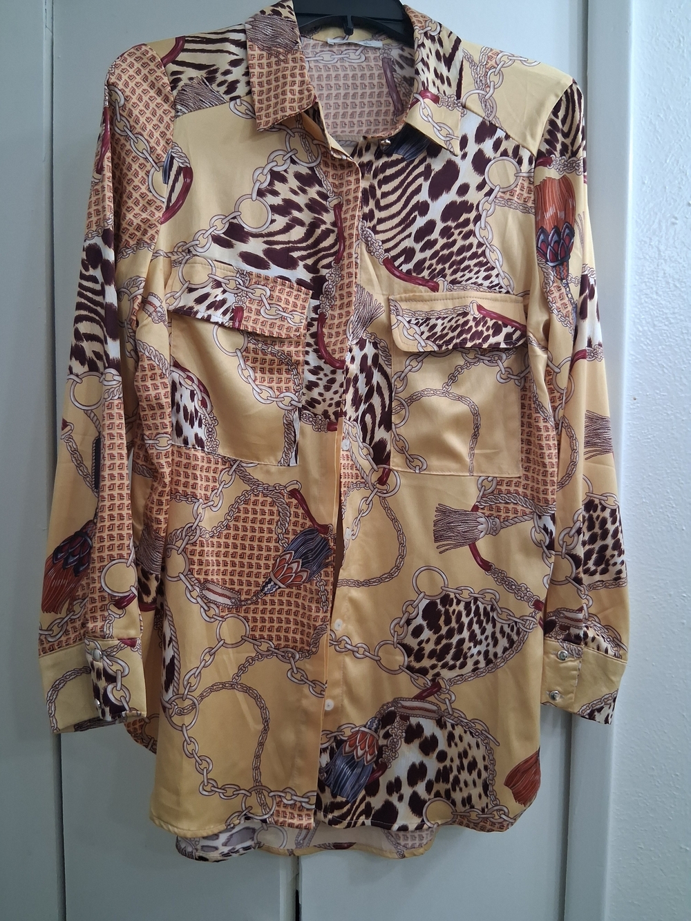Timing Peach & Brown Chain-Print Blouse